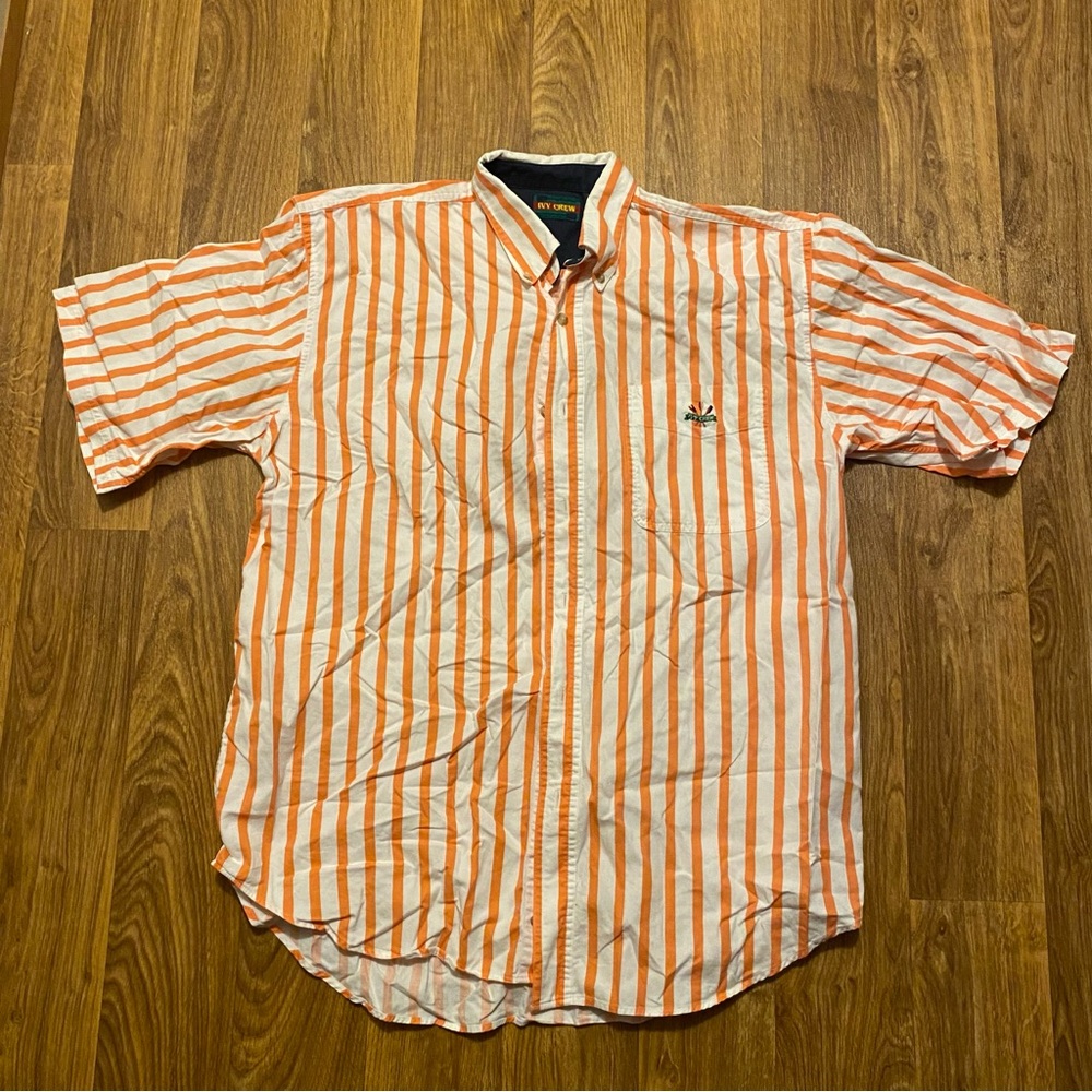 Vintage Ivy Crew Shirt Button Up Short Sleeve Adult‎ Size Large